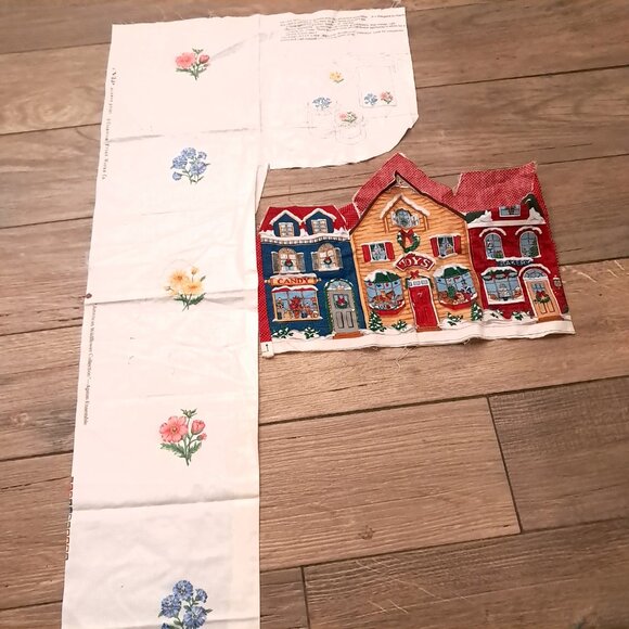 Vintage craft fabric panel set Cranston Springs Christmas stocking Goldilocks - Picture 4 of 10